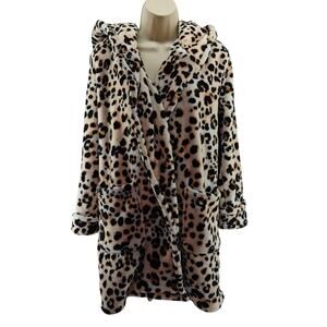 Betsy Johnson Hooded Animal Print Robe XS/S Plush Lounge